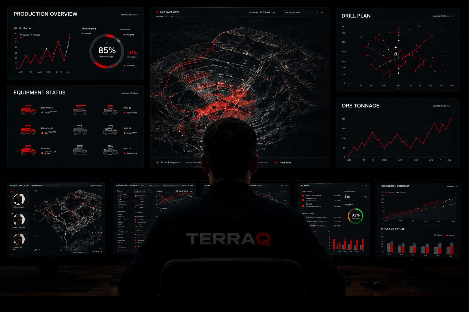 Operator reviewing mining dashboards